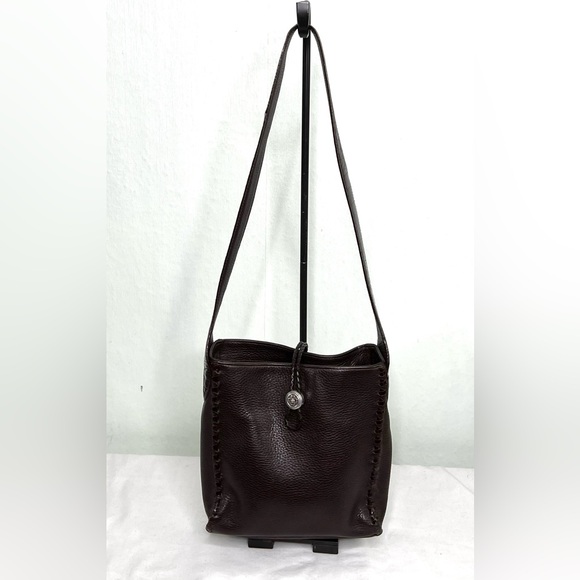 Brighton Handbags - BRIGHTON BROWN LEATHER BUCKET BAG CROC EMBOSSED STRAP